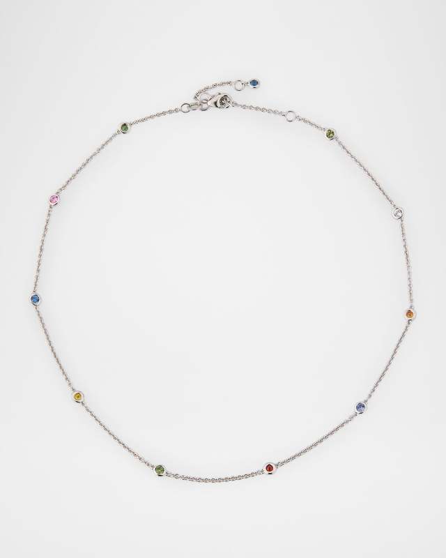 18K White Gold Multi Sapphire Necklace